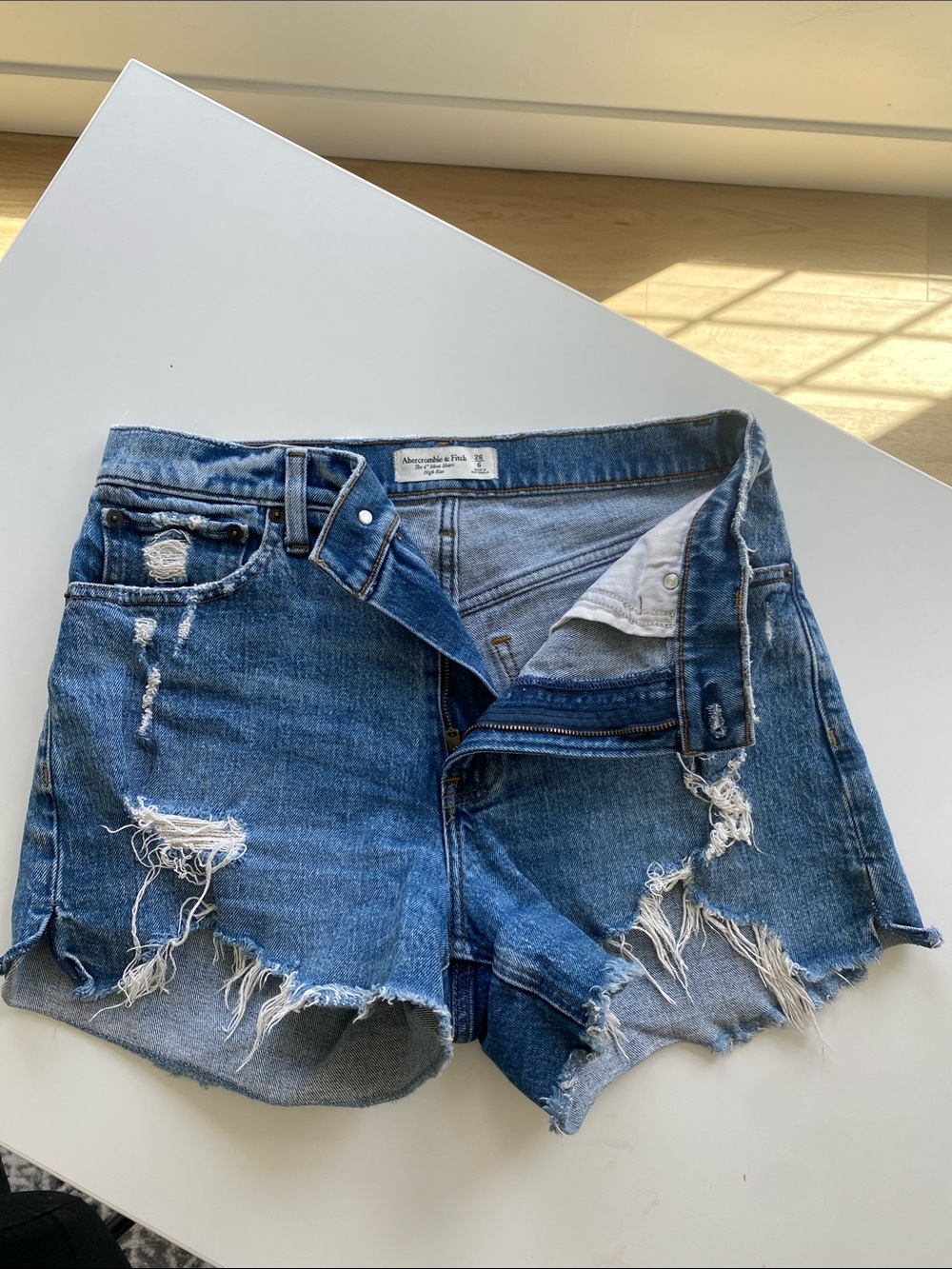 Abercrombie & Fitch Blue Distressed Denim Cutoff Shorts